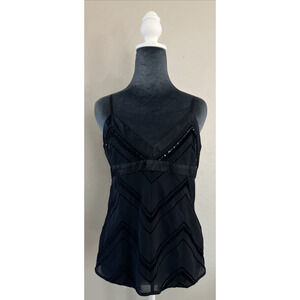 Guess Authentic Brand Babydoll Tank Top Velvet Beads Sequence Goth Dark Fairy XL